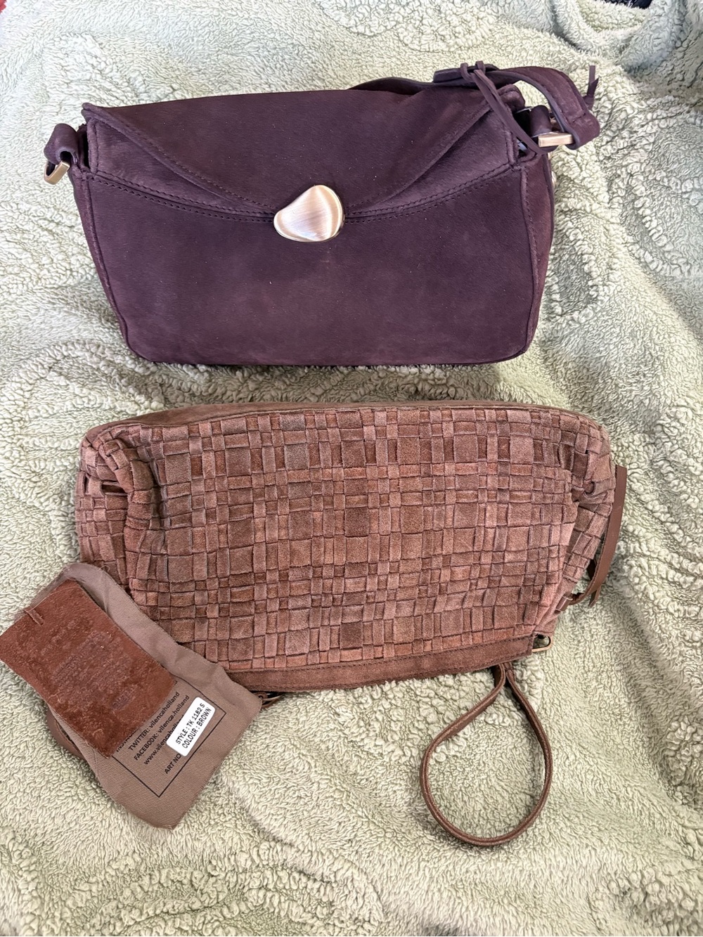 VILENCA Genuine Leather Brown Woven Suede Shoulder Bag NWT - Picture 16 of 16